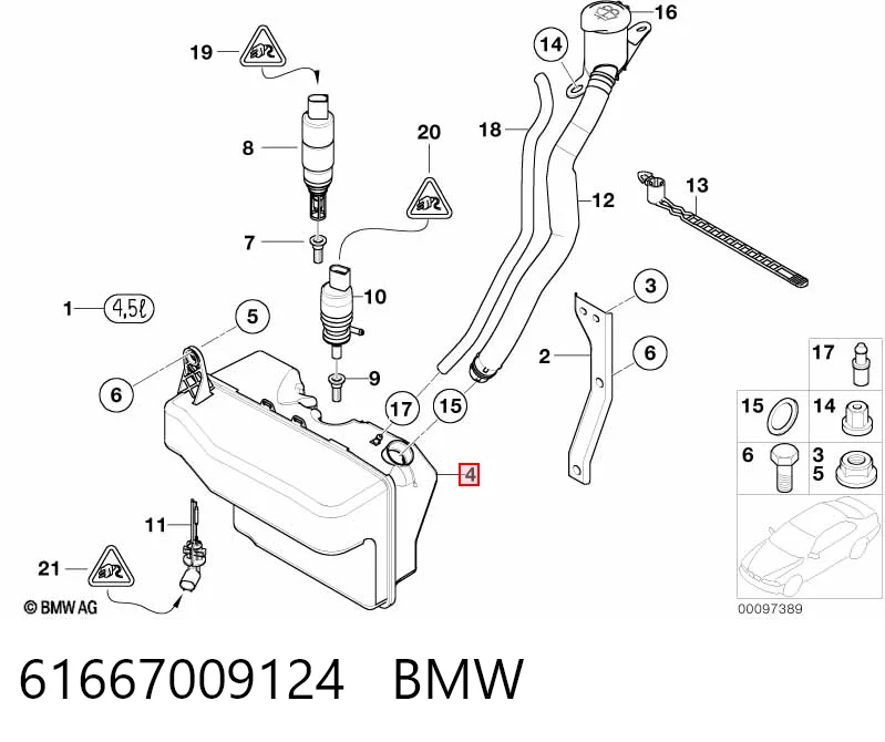 Zbiorniczek spryskiwacza szyb do BMW 7  E65, E66, E67