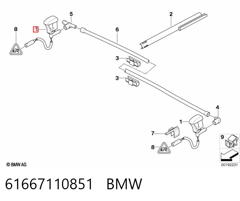 Do koszyka Dysza spryskiwacza szyby przedniej BMW X3  E83
