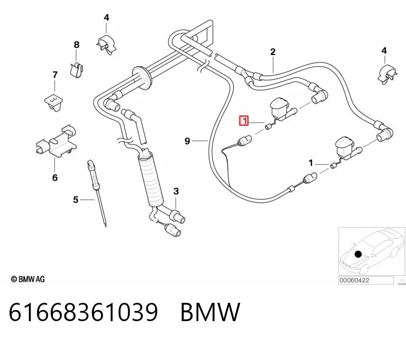 61668361039 BMW Dysza spryskiwacza szyby przedniej