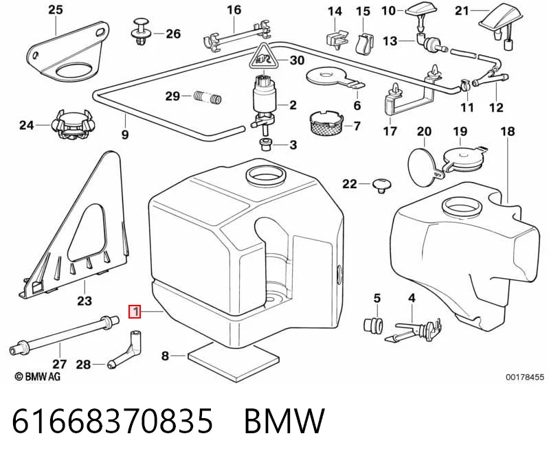 Zbiorniczek spryskiwacza szyb BMW 3 sedana (E36) (1990 - 1998) cena, od 54,74 USD