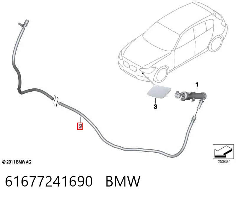 61677241690 BMW Przewód spryskiwacza reflektorów