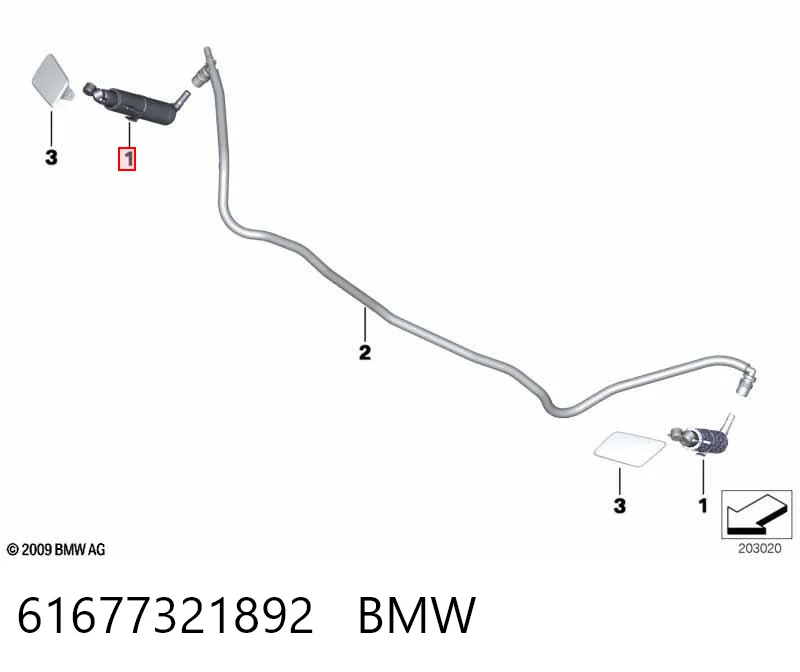 61677321892 BMW Dysza spryskiwacza reflektora przedniego prawego