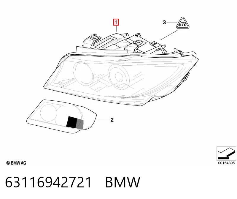 63116942721 BMW Reflektor lewy