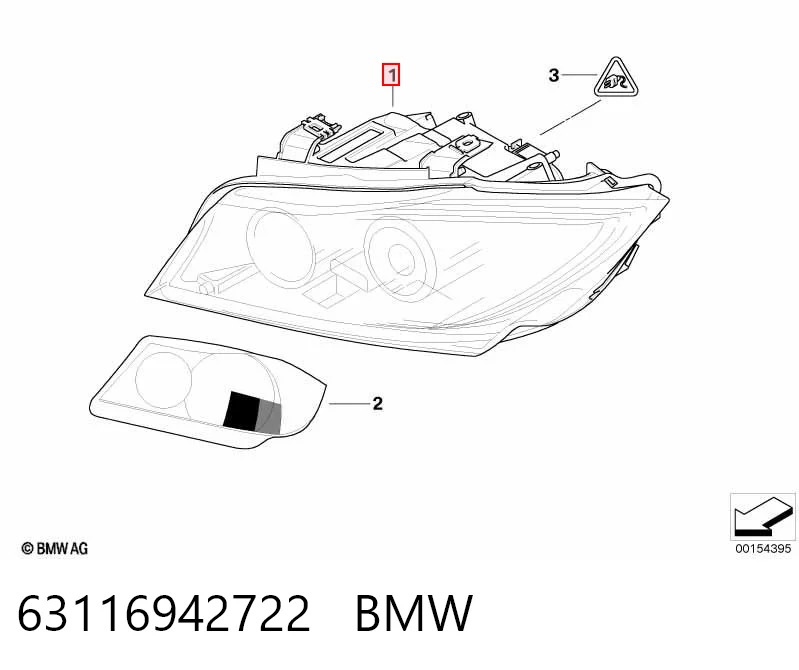 63116942722 BMW Reflektor prawy