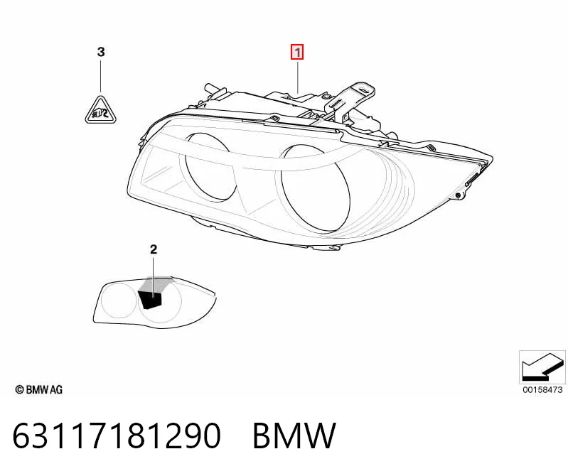 63117181290 BMW Reflektor prawy