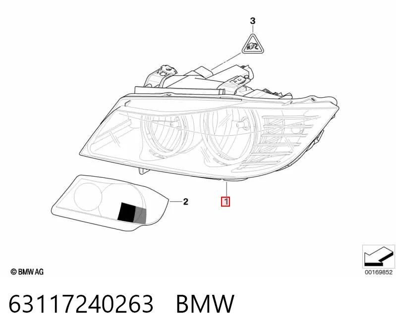 63117240263 BMW Reflektor lewy