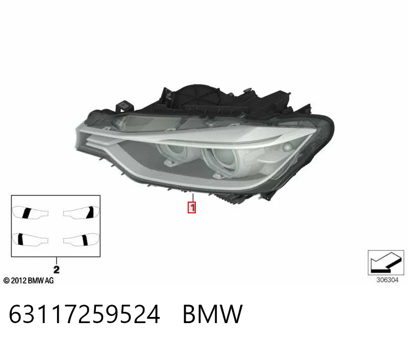 63117259524 BMW Reflektor prawy
