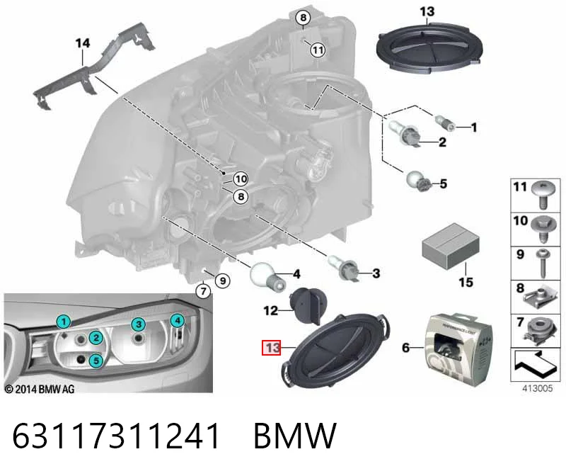 63117311241 BMW Pokrywa reflektora tylna