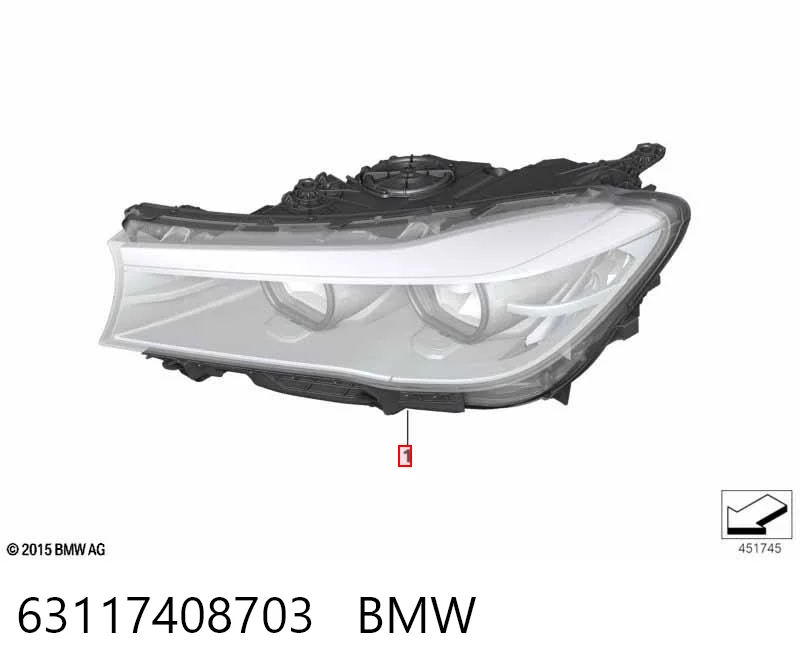 63117408703 BMW Reflektor lewy