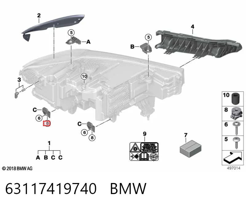 63117419740 BMW Wspornik (adapter) mocowania reflektora przedniego