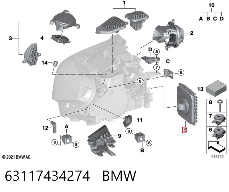 63117434274 BMW Sterownik świateł reflektorów