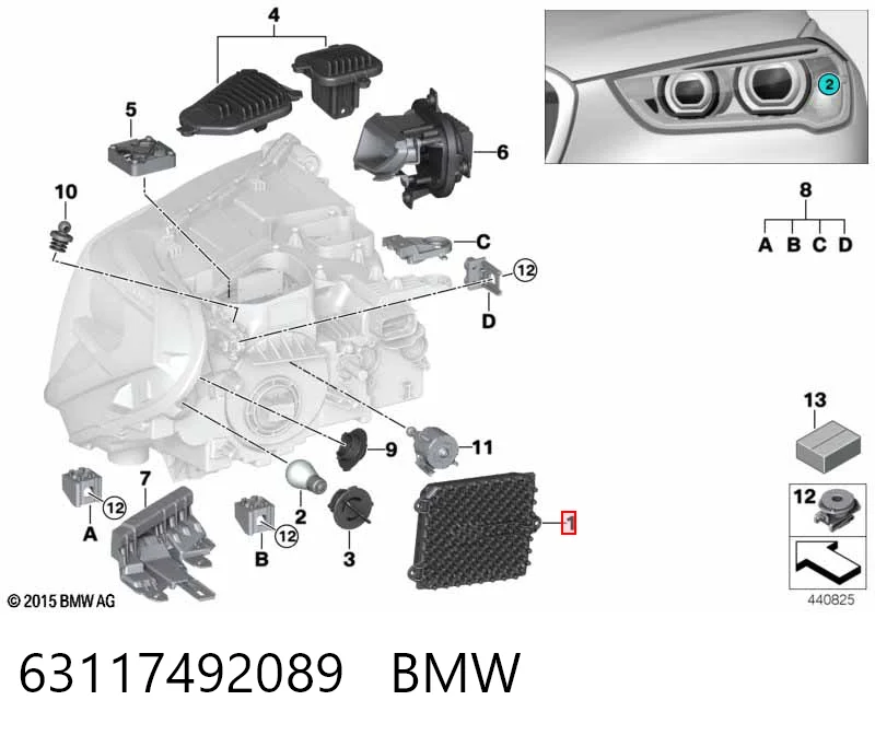 63117492089 BMW Sterownik świateł reflektorów