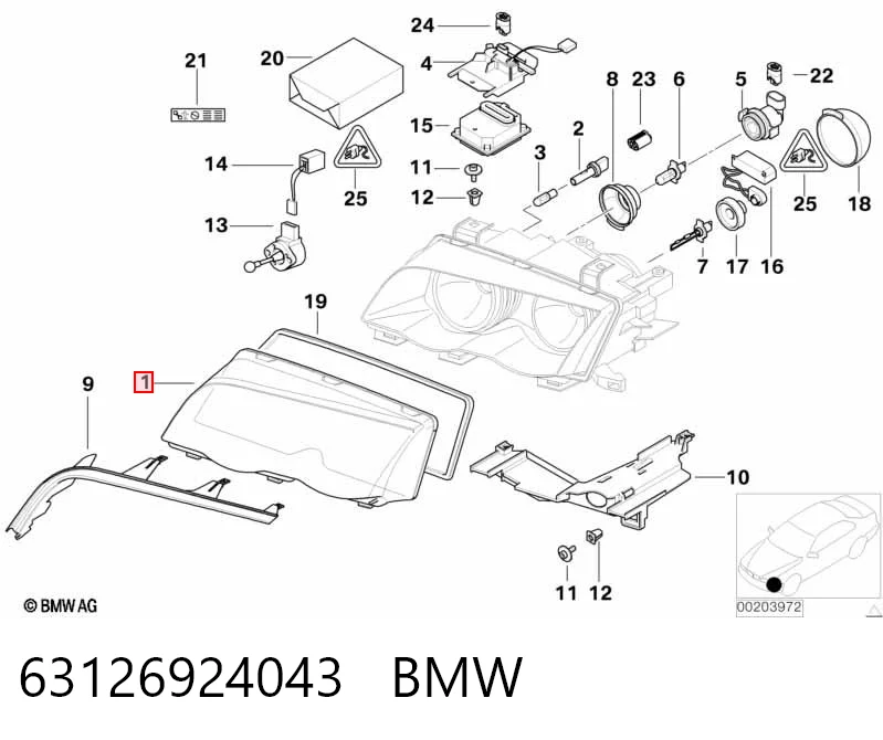 Szkło reflektora lewego Mercedes 63126924043 cena, od 39,45 USD