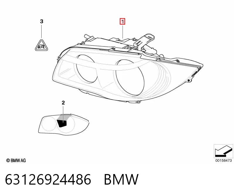 63126924486 BMW Reflektor prawy