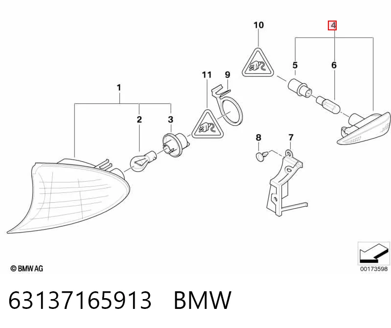 63137165913 BMW Powtarzacz kierunkowskazu na błotniku lewy