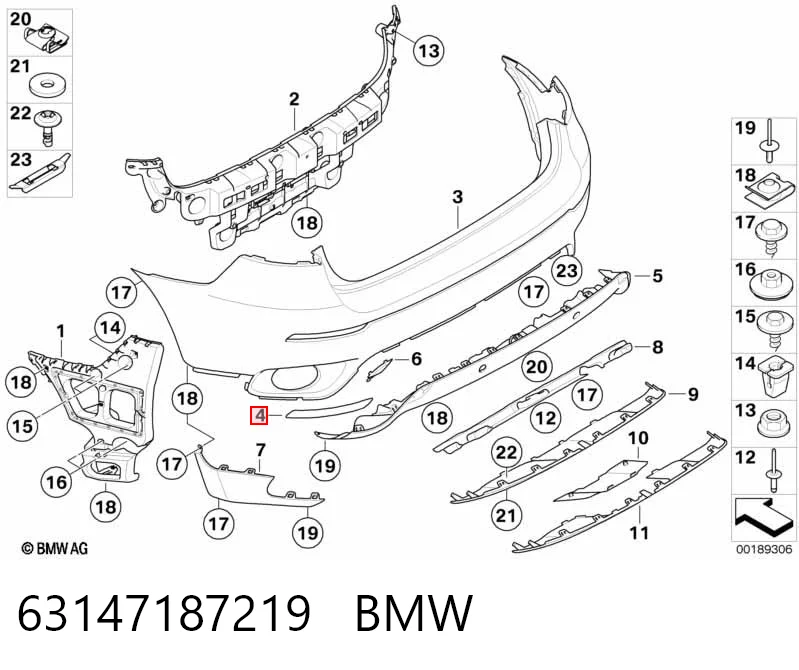 63147187219 BMW Lampa odblaskowa zderzaka tylnego lewa