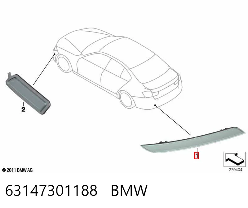 63147301188 BMW Lampa odblaskowa zderzaka tylnego prawa