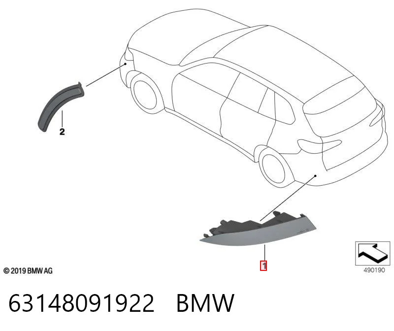 63148091922 BMW Lampa odblaskowa zderzaka tylnego prawa