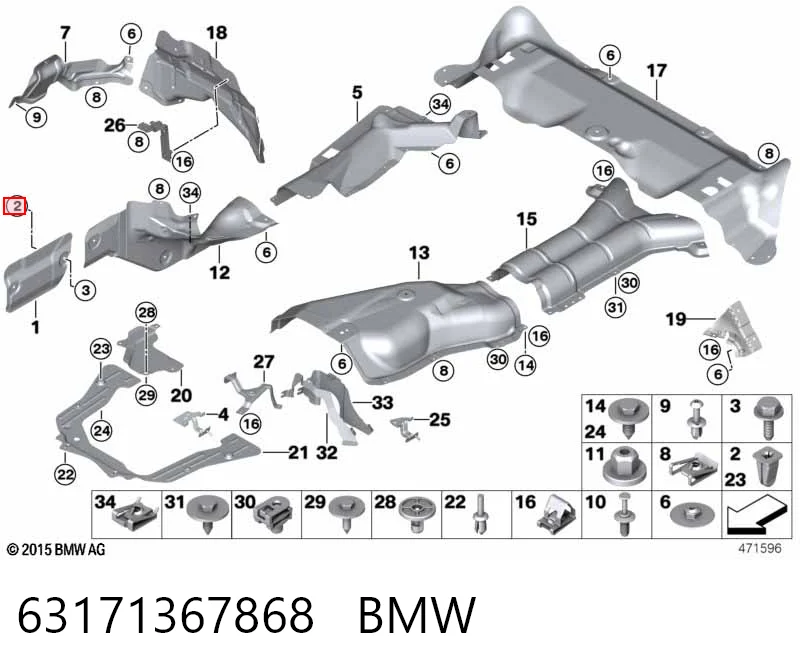 63171367868 BMW Spinka mocowania listwy ochronnej drzwi
