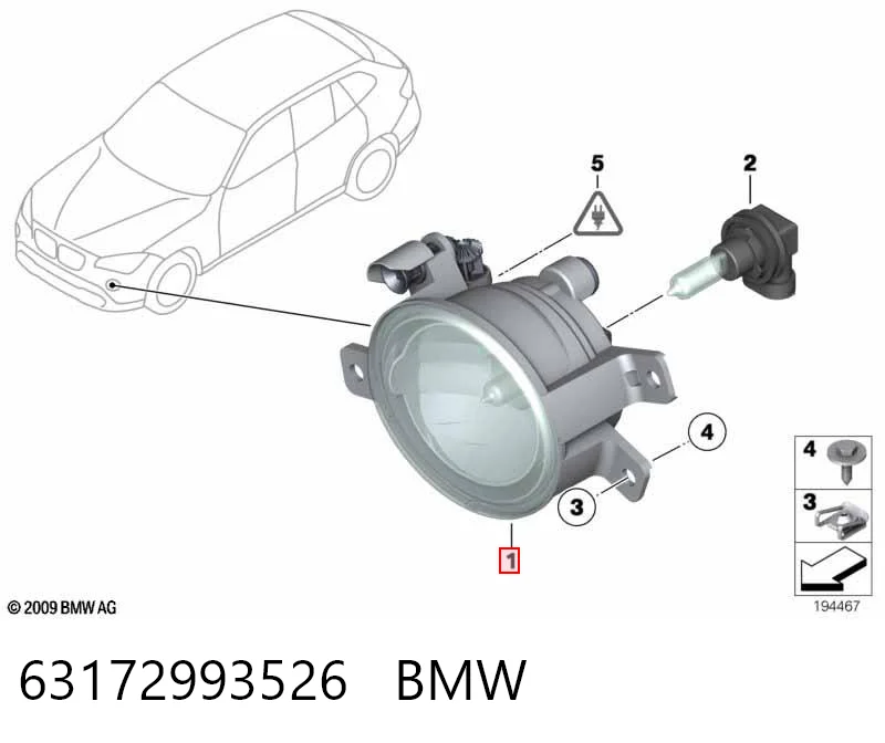63172993526 BMW Lampa przeciwmgielna prawa
