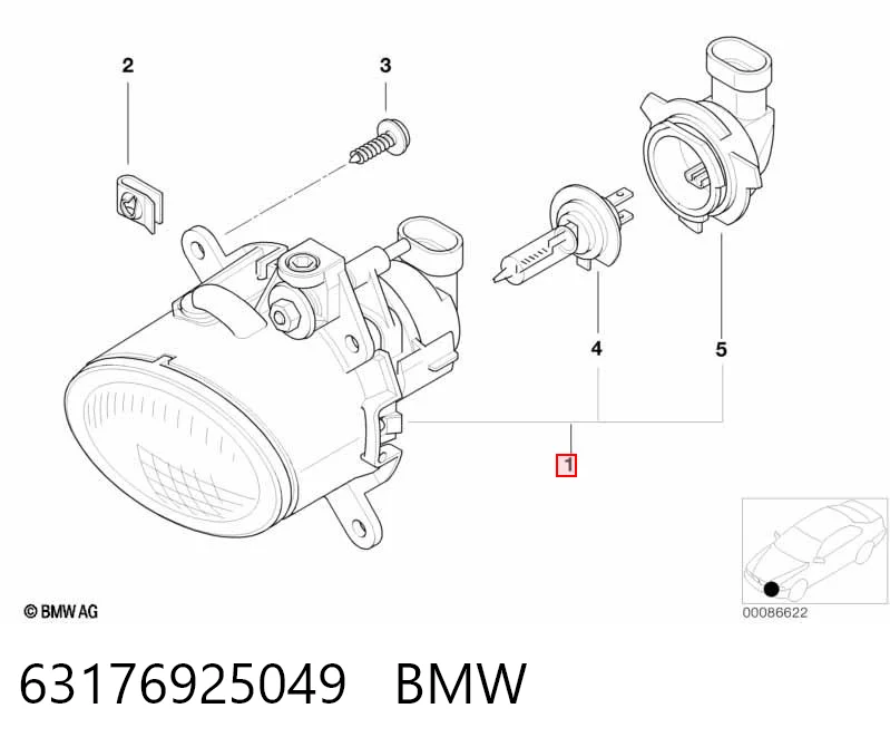 63176925049 BMW Lampa przeciwmgielna lewa