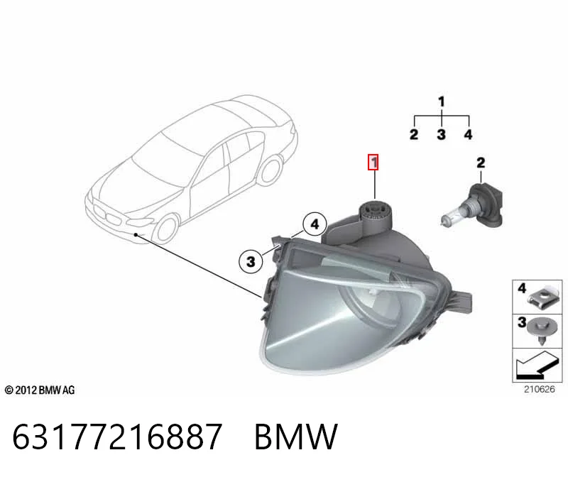 Do koszyka Lampa przeciwmgielna lewa BMW 5  F10