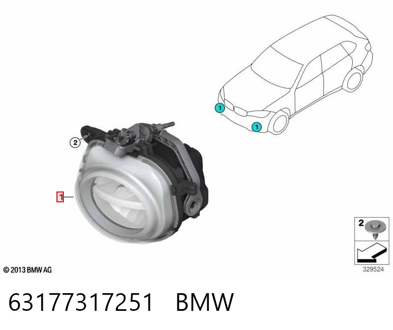 63177317251 BMW Lampa przeciwmgielna lewa