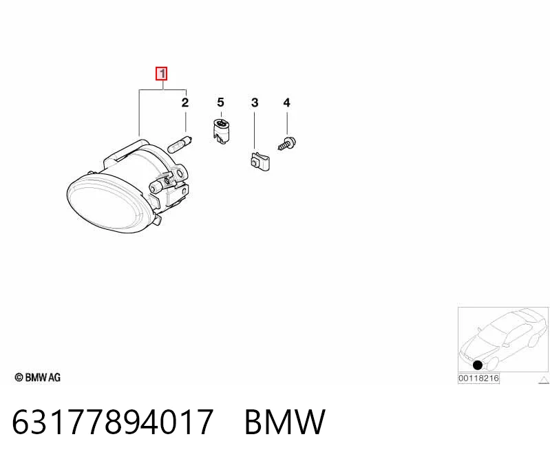 63177894017 BMW Lampa przeciwmgielna lewa