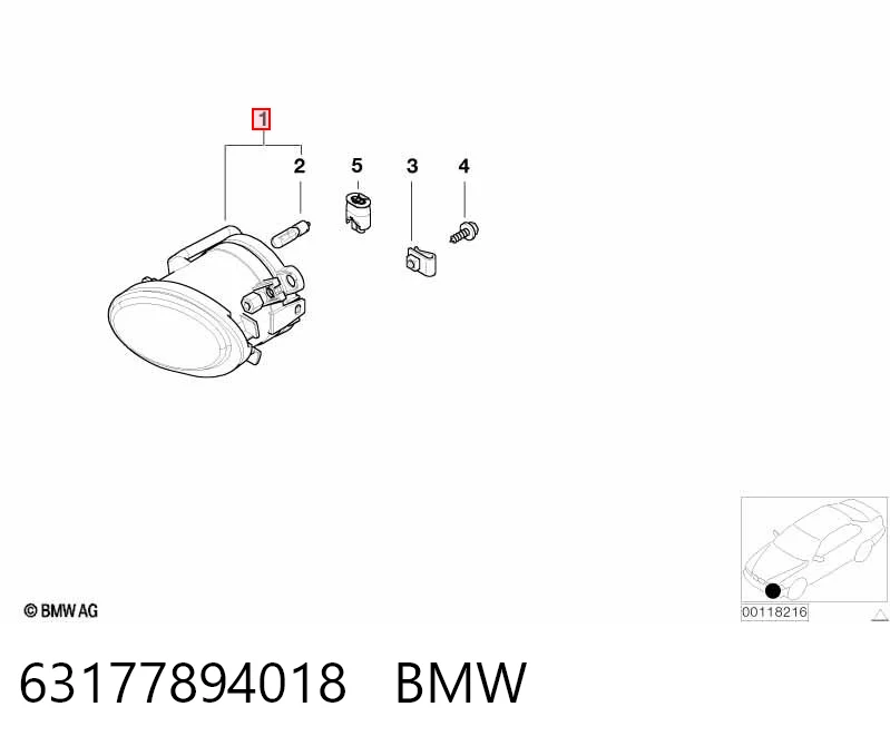 63177894018 BMW Lampa przeciwmgielna prawa