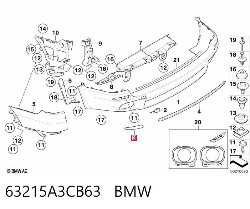 63215A3CB63 BMW Lampa odblaskowa zderzaka tylnego lewa