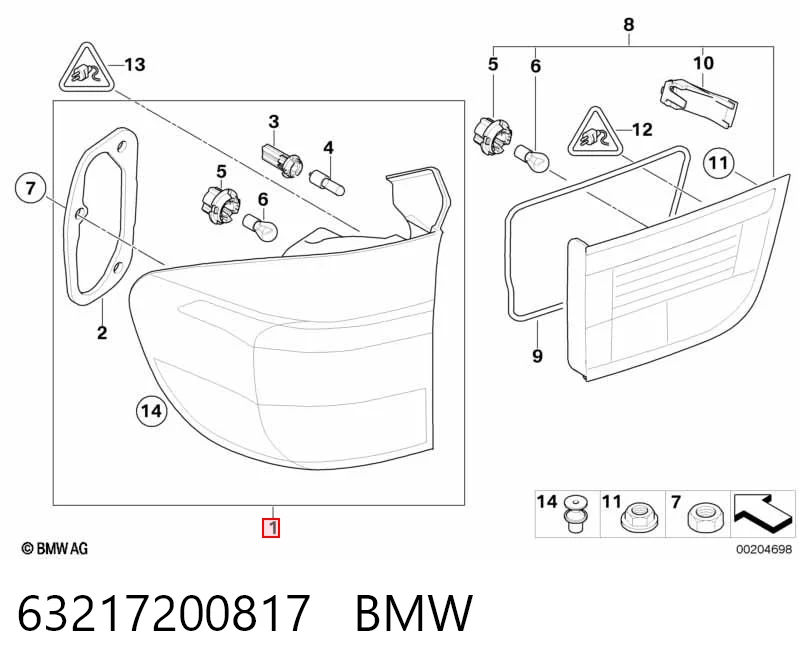 63217200817 BMW Lampa zespolona tylna lewa zewnętrzna