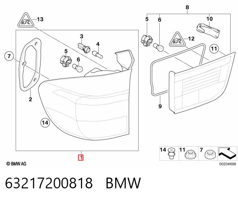 63217200818 BMW Lampa zespolona tylna prawa zewnętrzna