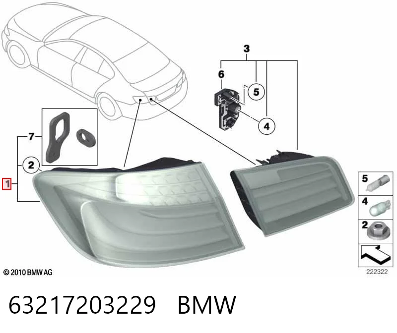 63217203229 BMW Lampa zespolona tylna lewa zewnętrzna