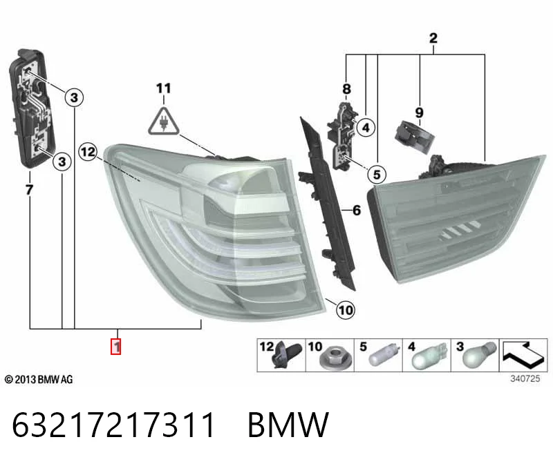 63217217311 BMW Lampa zespolona tylna lewa zewnętrzna
