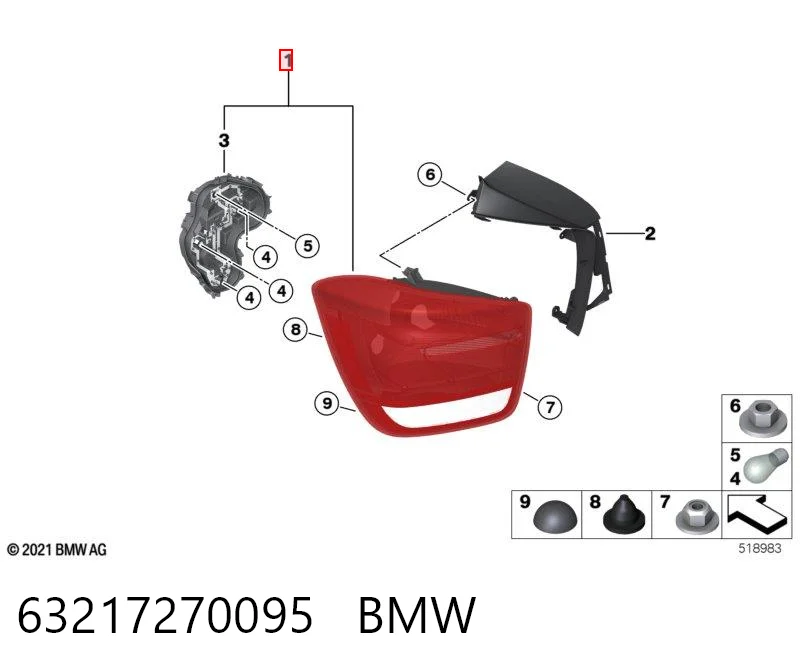 63217270095 BMW Lampa zespolona tylna lewa
