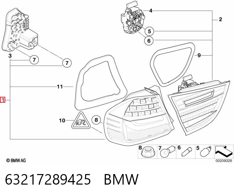 63217289425 BMW Lampa zespolona tylna lewa zewnętrzna
