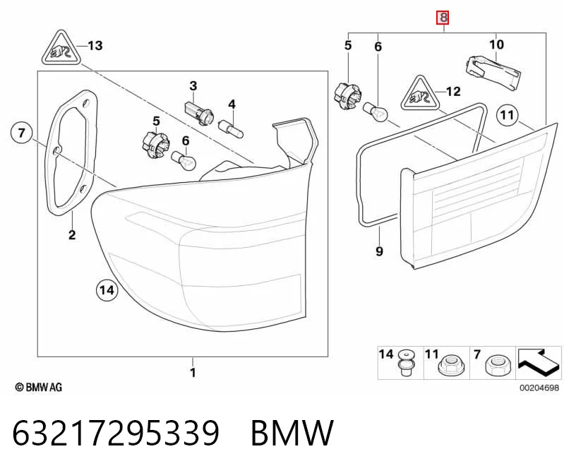 63217295339 BMW Lampa zespolona tylna lewa wewnętrzna