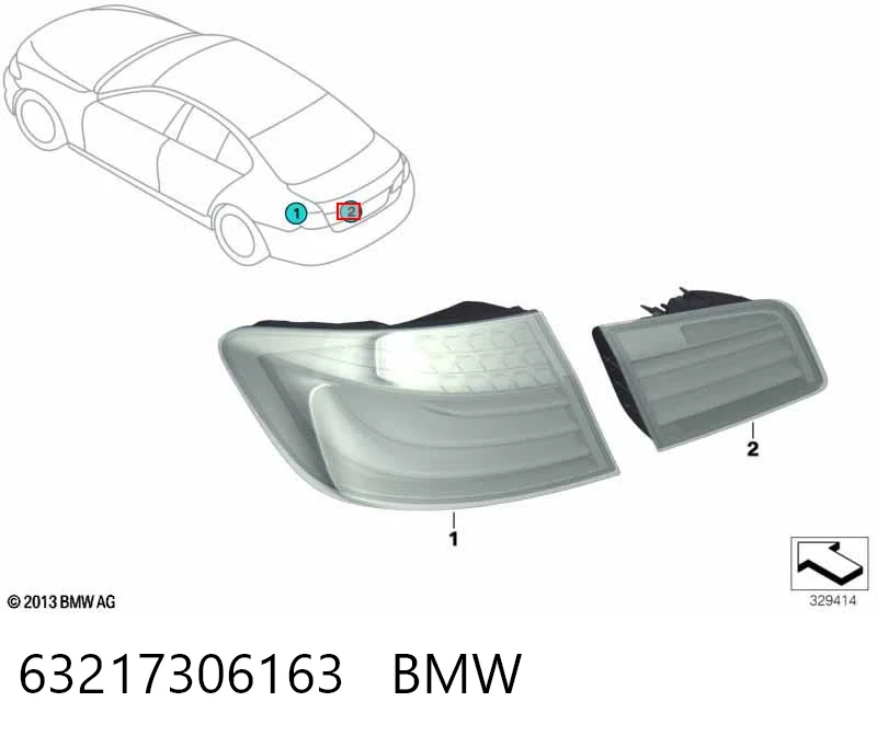 63217306163 BMW Lampa zespolona tylna lewa wewnętrzna