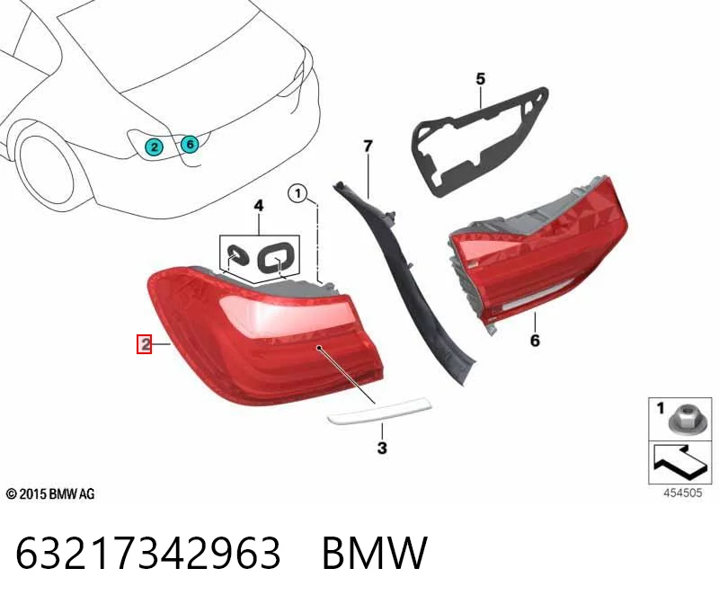 63217342963 BMW Lampa zespolona tylna lewa zewnętrzna