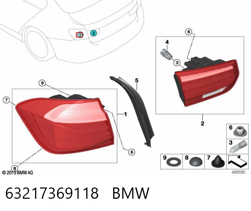 63217369118 BMW Lampa zespolona tylna prawa zewnętrzna