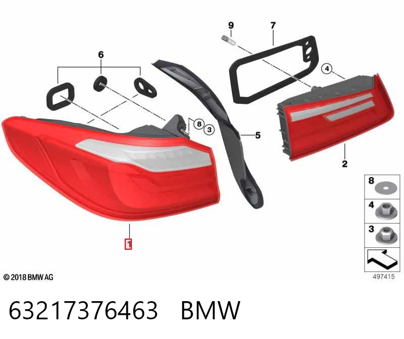 63217376463 BMW Lampa zespolona tylna lewa zewnętrzna
