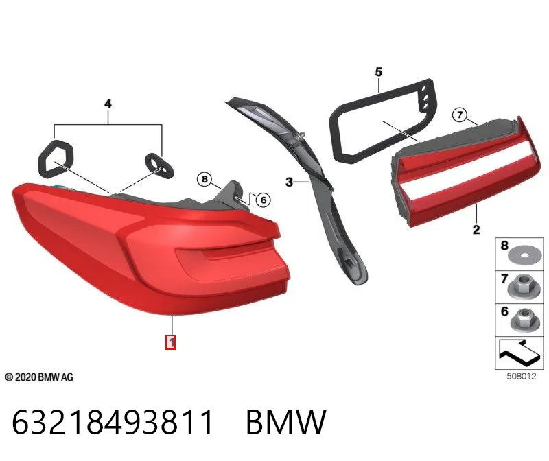 63218493811 BMW Lampa zespolona tylna lewa zewnętrzna