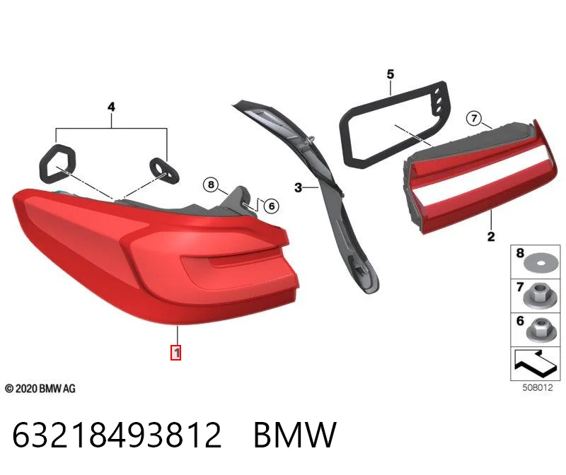 63218493812 BMW Lampa zespolona tylna prawa zewnętrzna