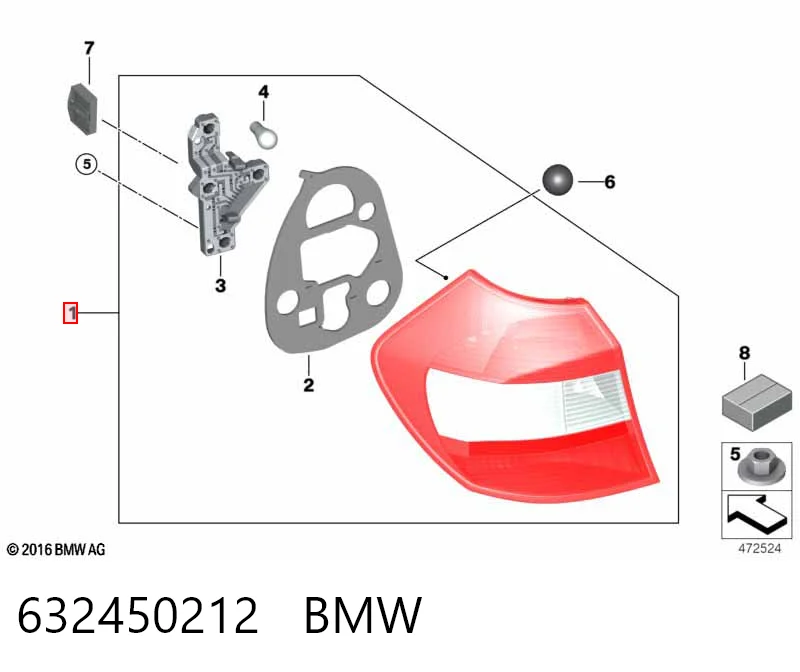 Lampa zespolona tylna prawa BMW 1 hatchback (E81) (2006 - 2012) cena, od 72,19 USD