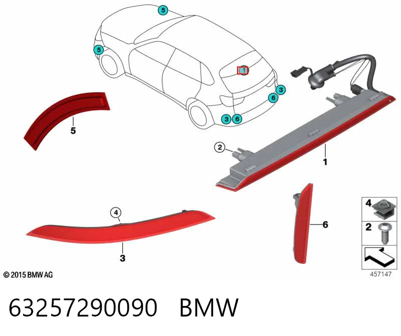  Lampa stop tylna dodatkowa BMW X5 
