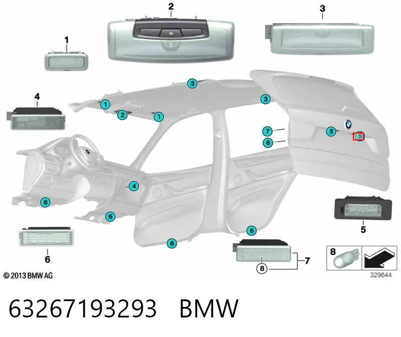 Lampa oświetlenia tylnej tablicy rejestracyjnej 63267193293 Mercedes