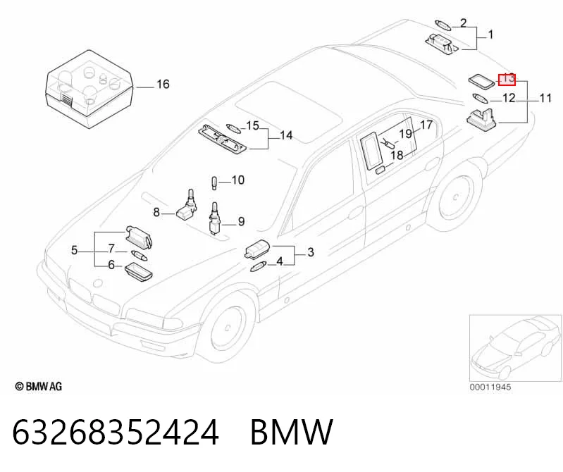 63268352424 BMW Lampa oświetlenia tylnej tablicy rejestracyjnej