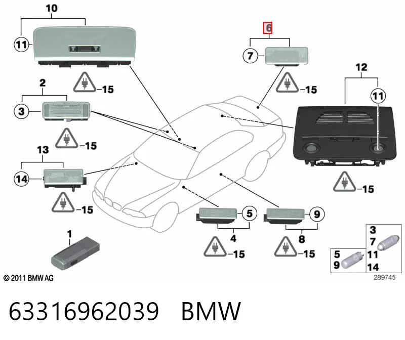 63316962039 BMW Lampka oświetlenia kabiny