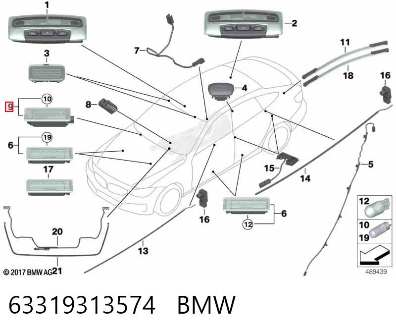 63319313574 BMW Lampa podświetlania w drzwiach