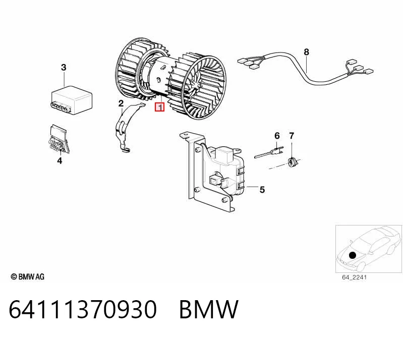 64111370930 BMW Silniczek wentylatora nagrzewnicy (ogrzewacza wnętrza)